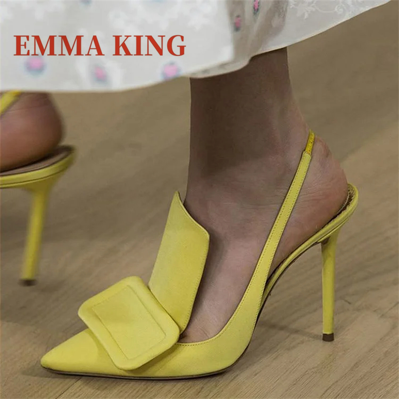 Dedo do pé apontado salto alto estilingue bombas sexy stilettos camurça superior sapatos femininos festa de casamento sapatos elegantes