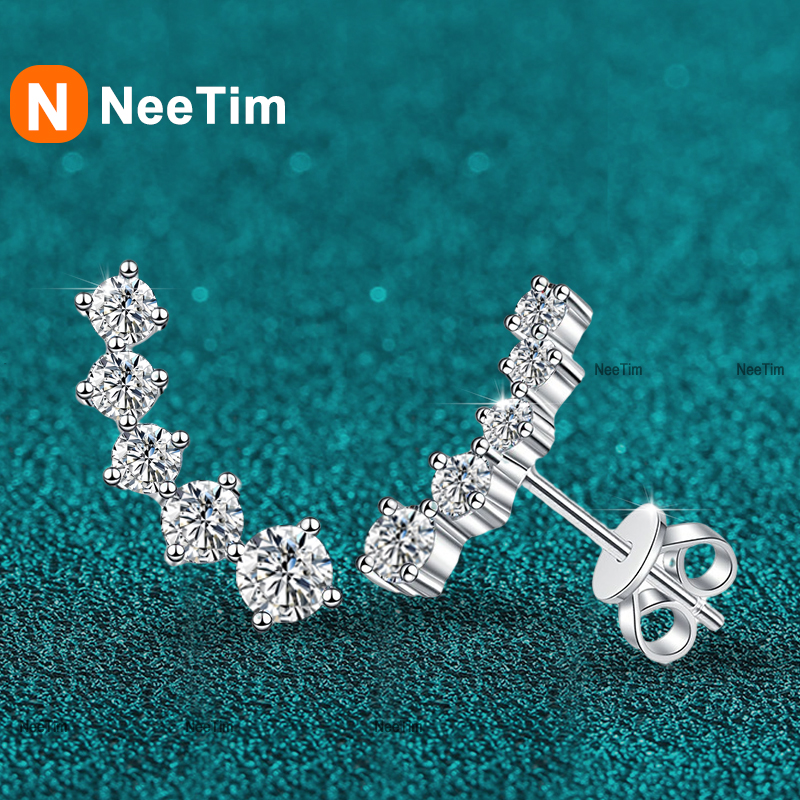 Pendientes NeeTim 1,16 cttw repleto de moissanita para mujer, piedras preciosas, pendientes de diamantes de laboratorio, joyería fina de Plata de Ley 925