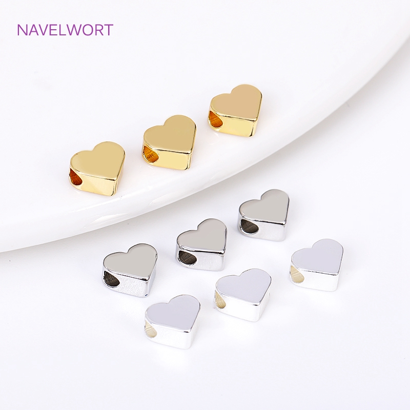 perles fabrication de bijoux Perles d'espacement en forme de cœur en laiton plaqué or 18 carats, pentagramme pour bracelet, résultats exécutifs, bijoux, accessoires de bricolage, 6mm