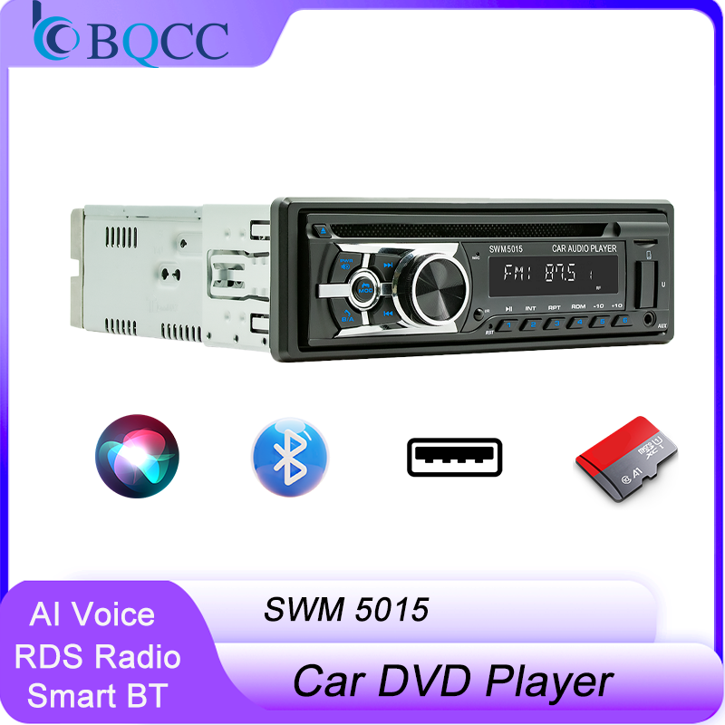 Bqcc 1 DIN เครื่องเล่น DVD/CD/VCD แบบทั่วไปในรถยนต์เครื่องเล่นเสียง Ai BT USB TF AUX อินพุต RDS วิทยุค้นหาการป้องกันสายไฟในรถยนต์สเตอริโอ