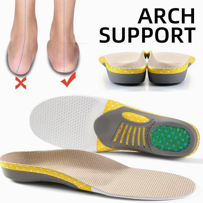 Orthopedic Insoles Gel Flat Foot Cushion Arch Support Pad Shock Absorbing Insert Pain Relief Plantar Fasciitis Feet Care Insoles