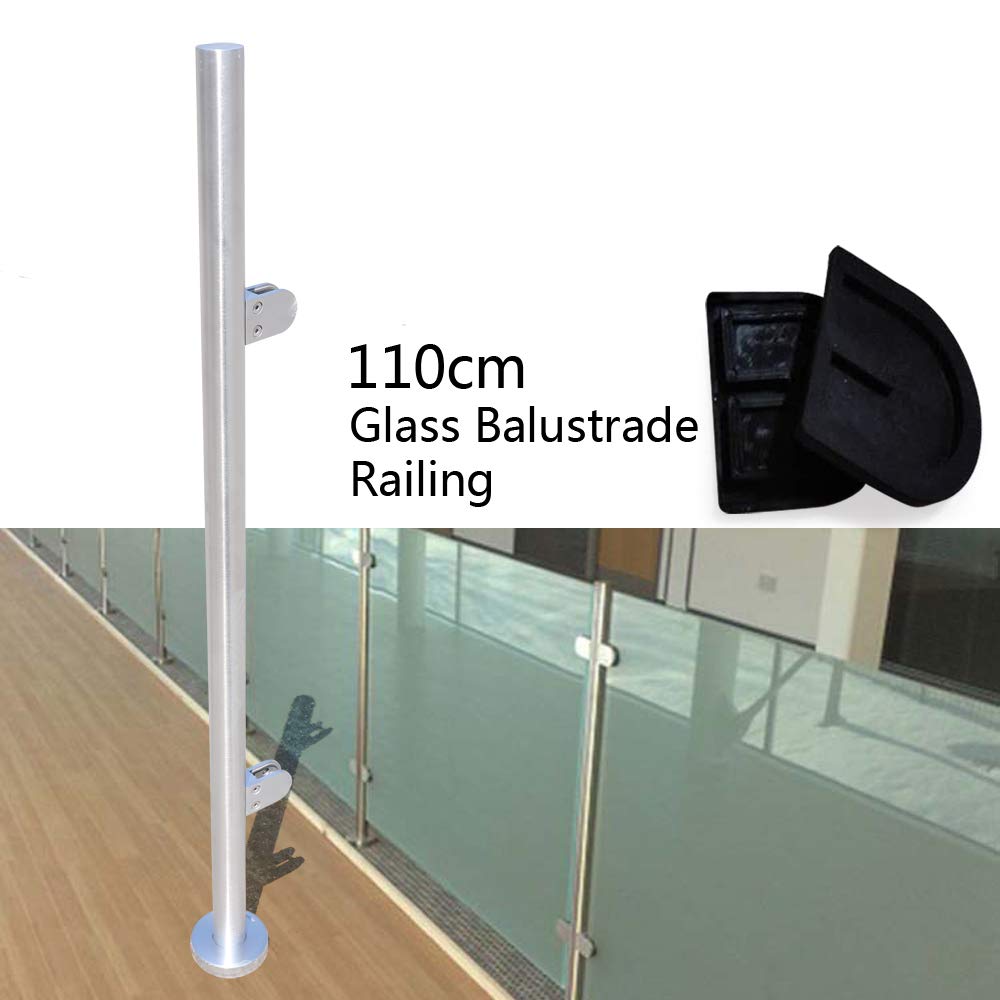 Szklany słupek balustradowy Srebrna metalowa poręcz ze szklanym klipsem i gumą (końcowy słupek)