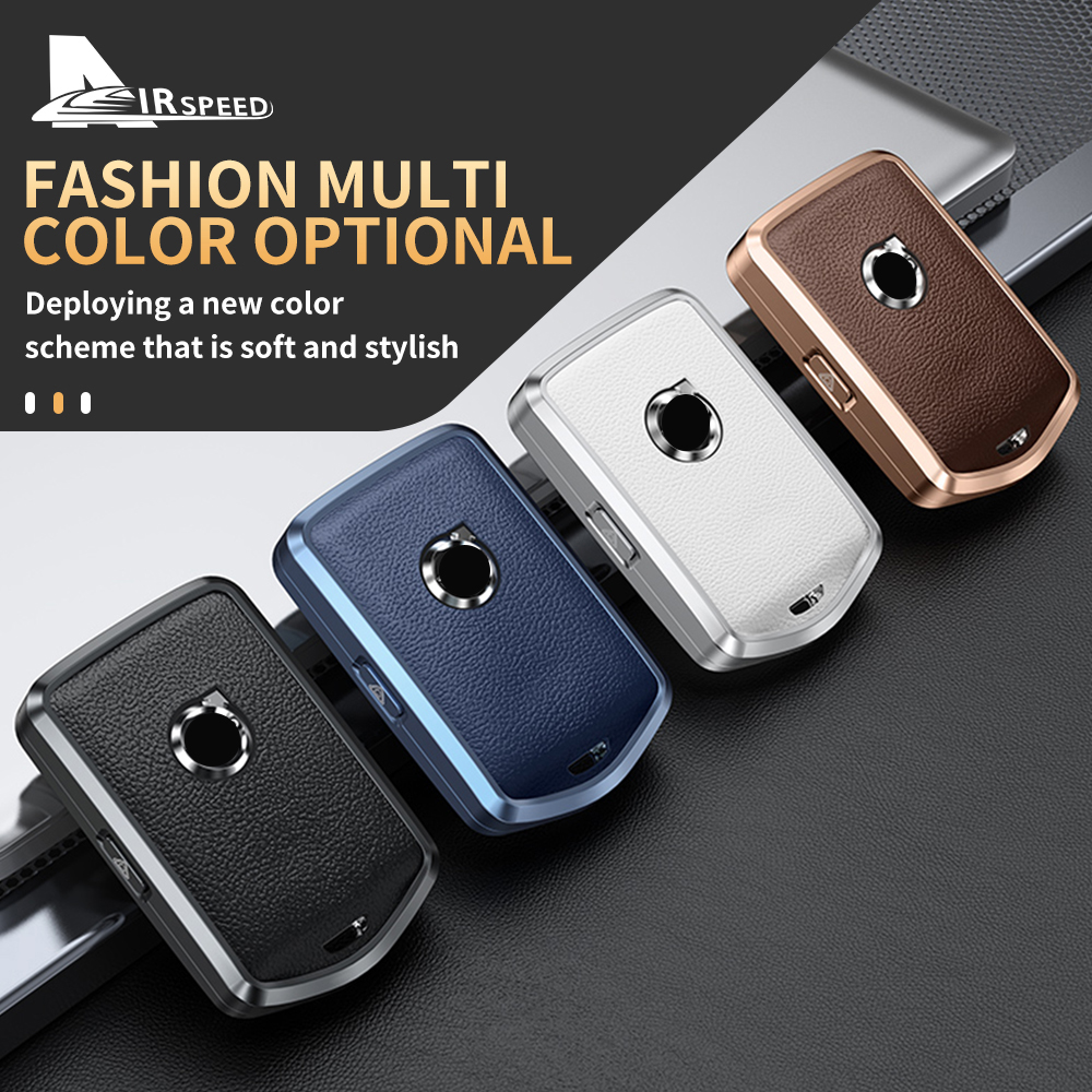 Auto Afstandsbediening Sleutel Case Cover Shell Voor Volvo XC60 XC40 XC90 S90 V60 S60 V90 2010-2022 Metalen Koeienhuid houder Protector Fob Sleutelhanger