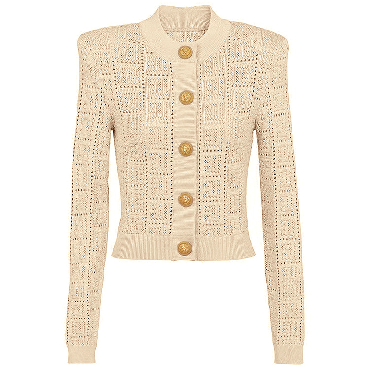 SML High Quality Fashion Elastic Knitted Fabric Labyrinth Hollow Round Neck Single breasted Long Sleeve Slim Fit Women Cardigan