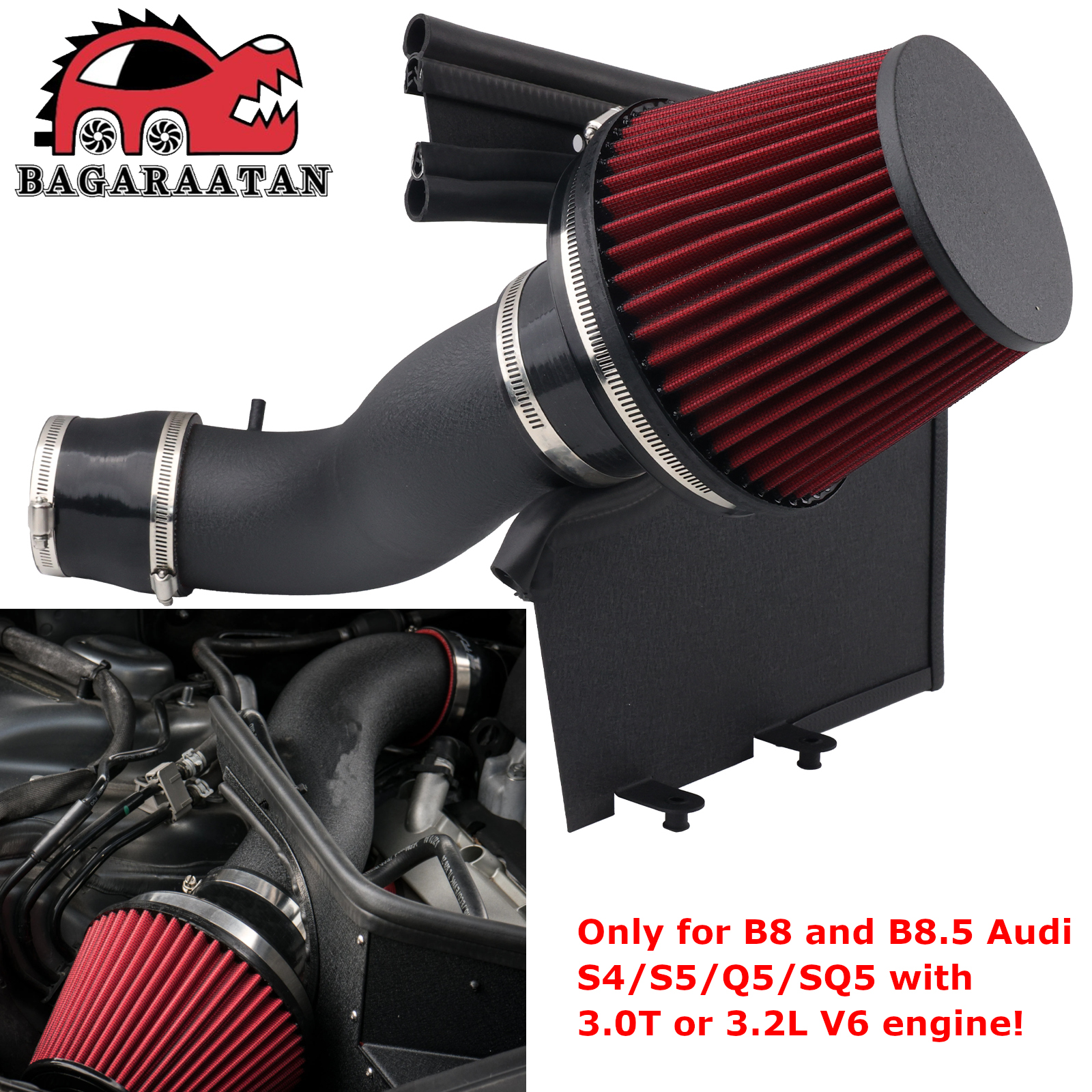 Kit di aspirazione aria fredda per motore Audi S4 S5 Q5 SQ5 B8 B8.5 3.0T 3.2L V6 con tubo da 3.5 pollici
