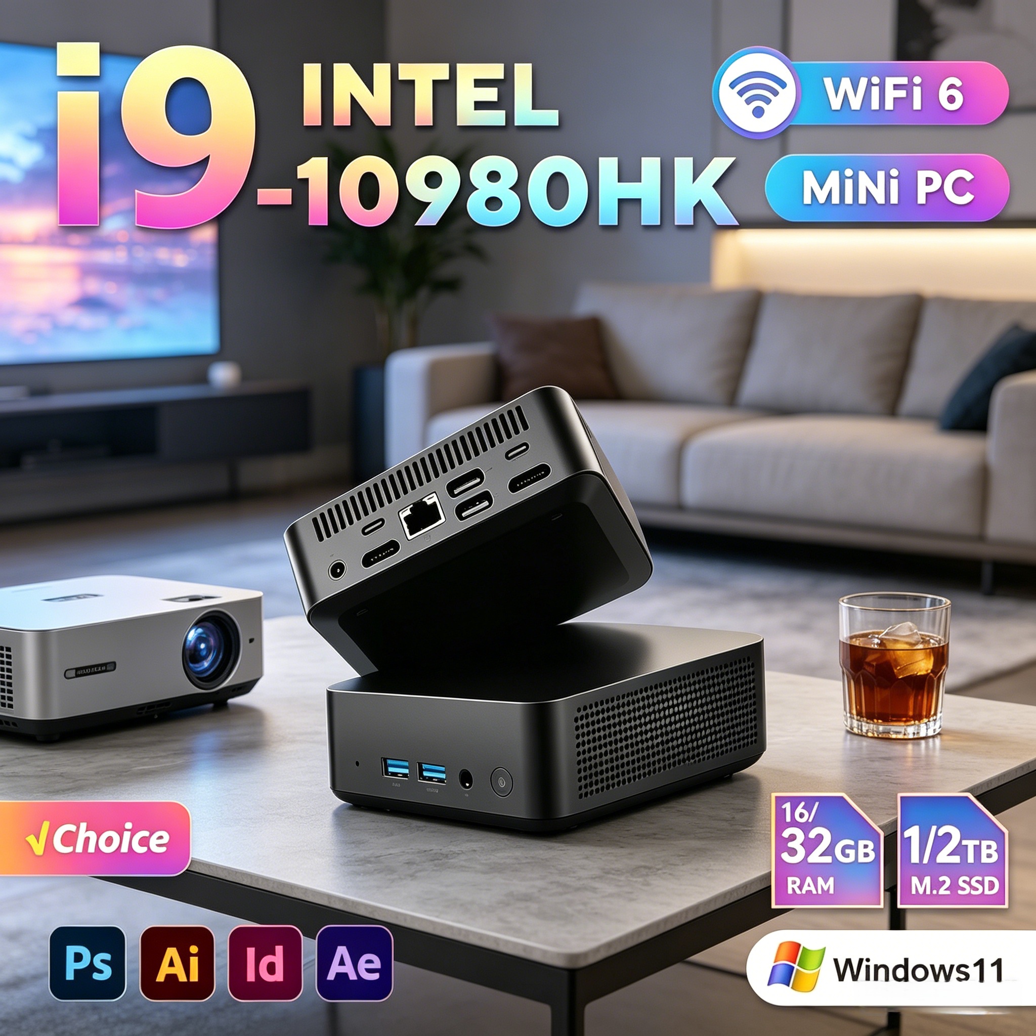 Laptop High Performance Core i9 Mini Desktop PC Dual Processor Fast Speed Home Entertainment Business Office Mini Host