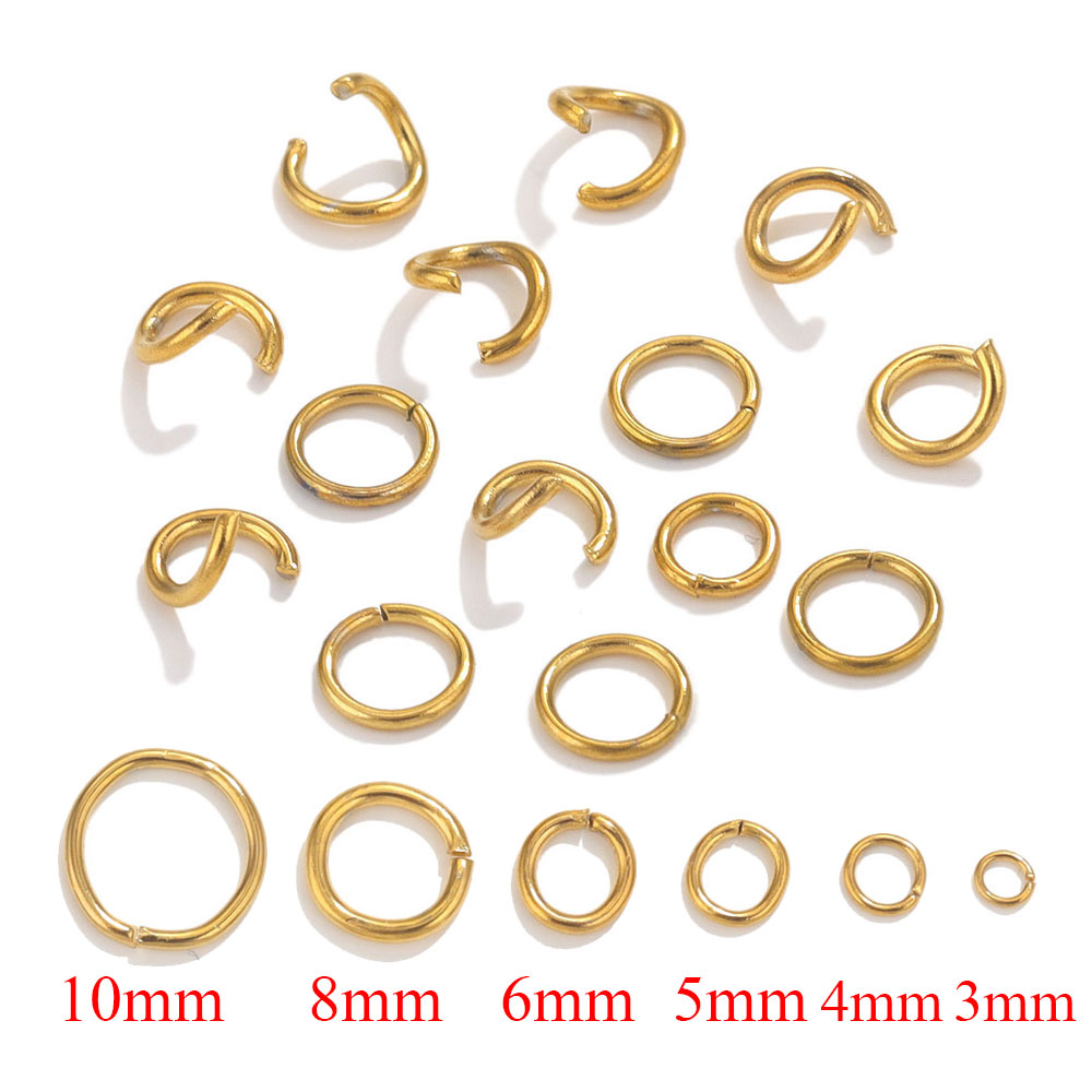100 connettori per anello di salto in acciaio inossidabile placcato oro per la creazione di gioielli, connettori per braccialetti, collane fai da te, forniture di gioielli