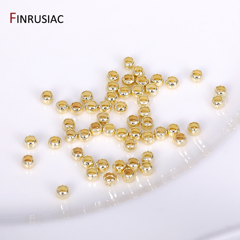 200 Teile/los 14k/18k vergoldet Quetschperlen, Messing Metall 2mm/2,5mm/3mm Stopper End Perlen für Schmuckherstellung DIY Schmuckzubehör