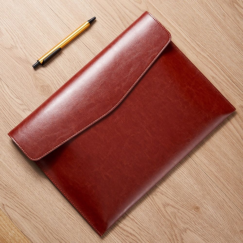 Capacidad de datos, contrato, almacenamiento de facturas, organizador de documentos, papelería, maletín a prueba de polvo, carpeta de archivos de cuero, bolsa de documentos