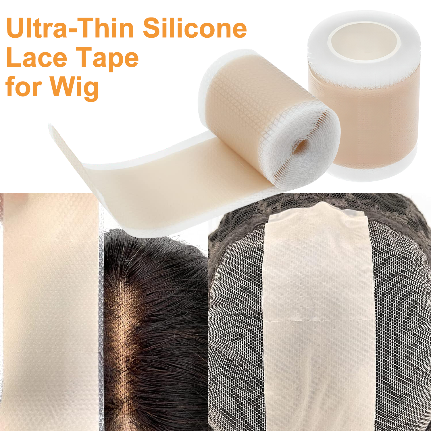 Cinta de encaje de silicona ultrafina para peluca, rejillas de peluca de encaje antideslizantes de 4cm x 150cm, cinta de silicona, nudos transpirables, agarre de peluca de encaje curador