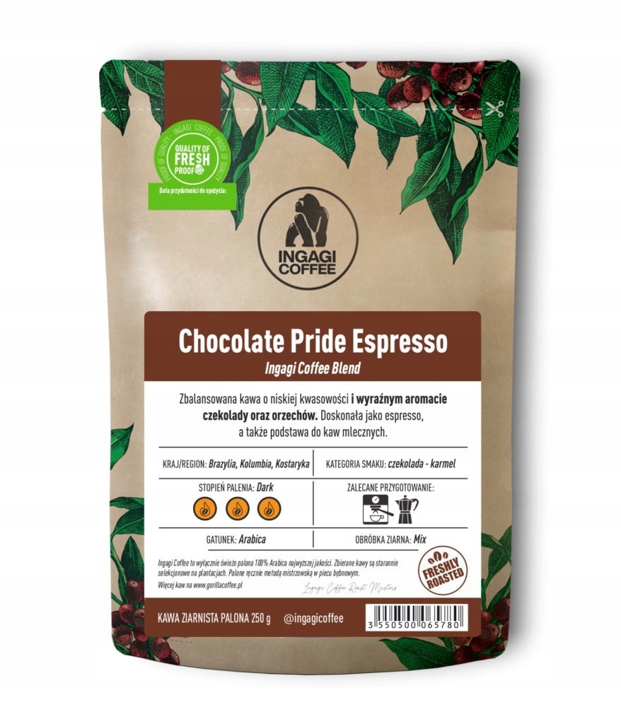 Chocolate Pride Espresso Bean Coffee 250g Ingagi Coffee Arabica