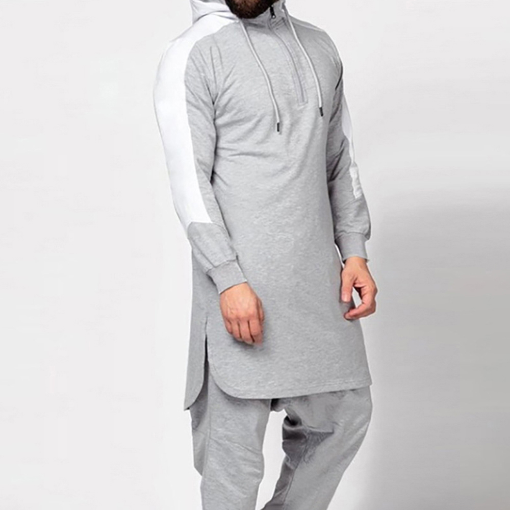Sudadera de talla grande para hombre, Jersey holgado de color sólido con cremallera, top informal de manga larga con capucha y cuello redondo, otoño