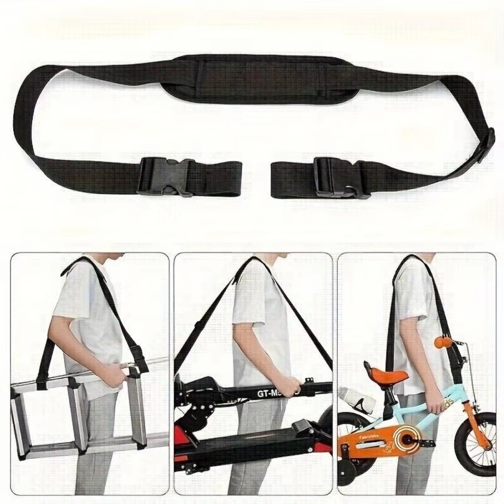 Alça de Ombro Ajustável e Dobrável para Bicicleta, Alças de Ombro Portáteis de Nylon Antiderrapantes para Scooter ​   Cinta de Transporte Redutora de Carga