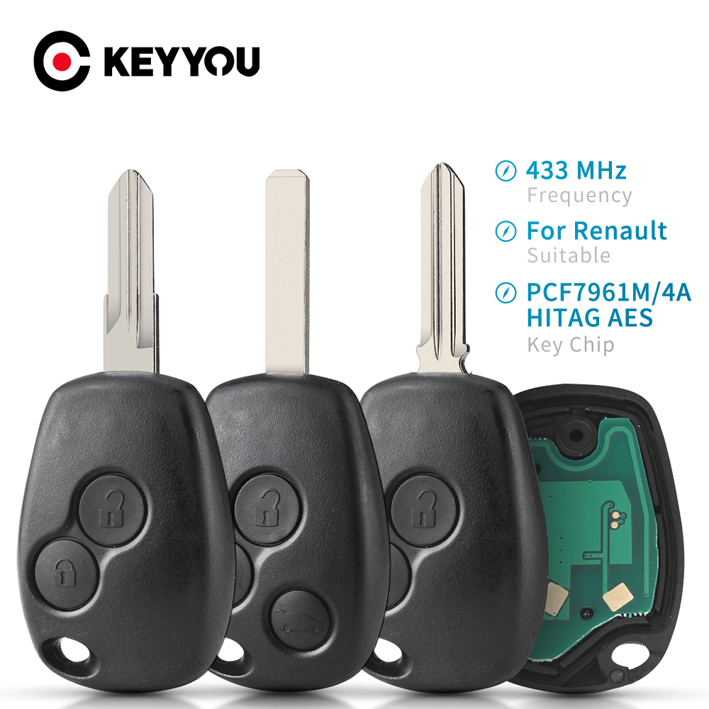 KEYYOU PCF7961M 4A Chip 433MHz Remote Kunci Mobil Fob untuk Renault Trafic Sandero Logan Simbol Dacia Duster Logan Sandero 2012-2016