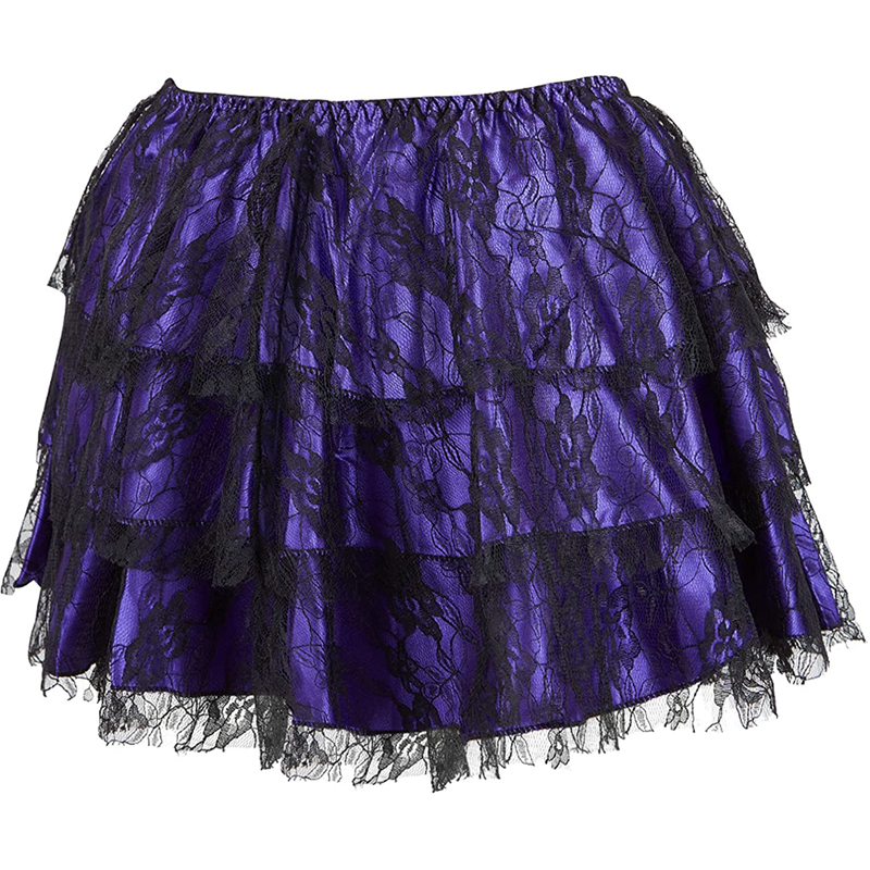 Sapubonva Skirt for Women High Low Lace Floral Lace Mesh Tulle Mini Gothic Layered Ruffled Matching Corset Vintage Black Red