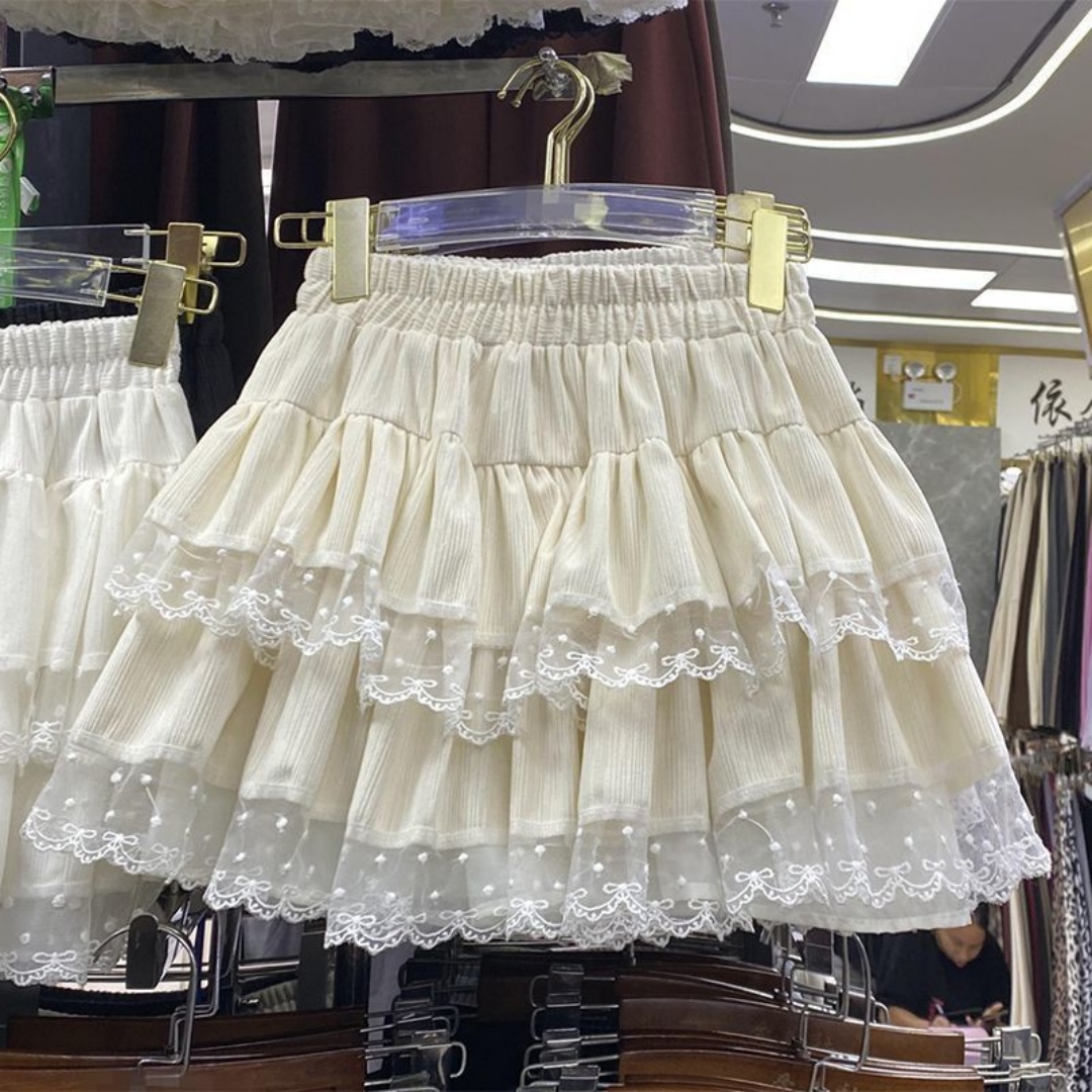 Falda Mini Japonesa Y2K Linda con Volantes a Cuadros, Estilo Subcultura, con Encaje Blanco, Estilo Preppy Casual, Nueva Falda Princesa Abullonada para Mujer