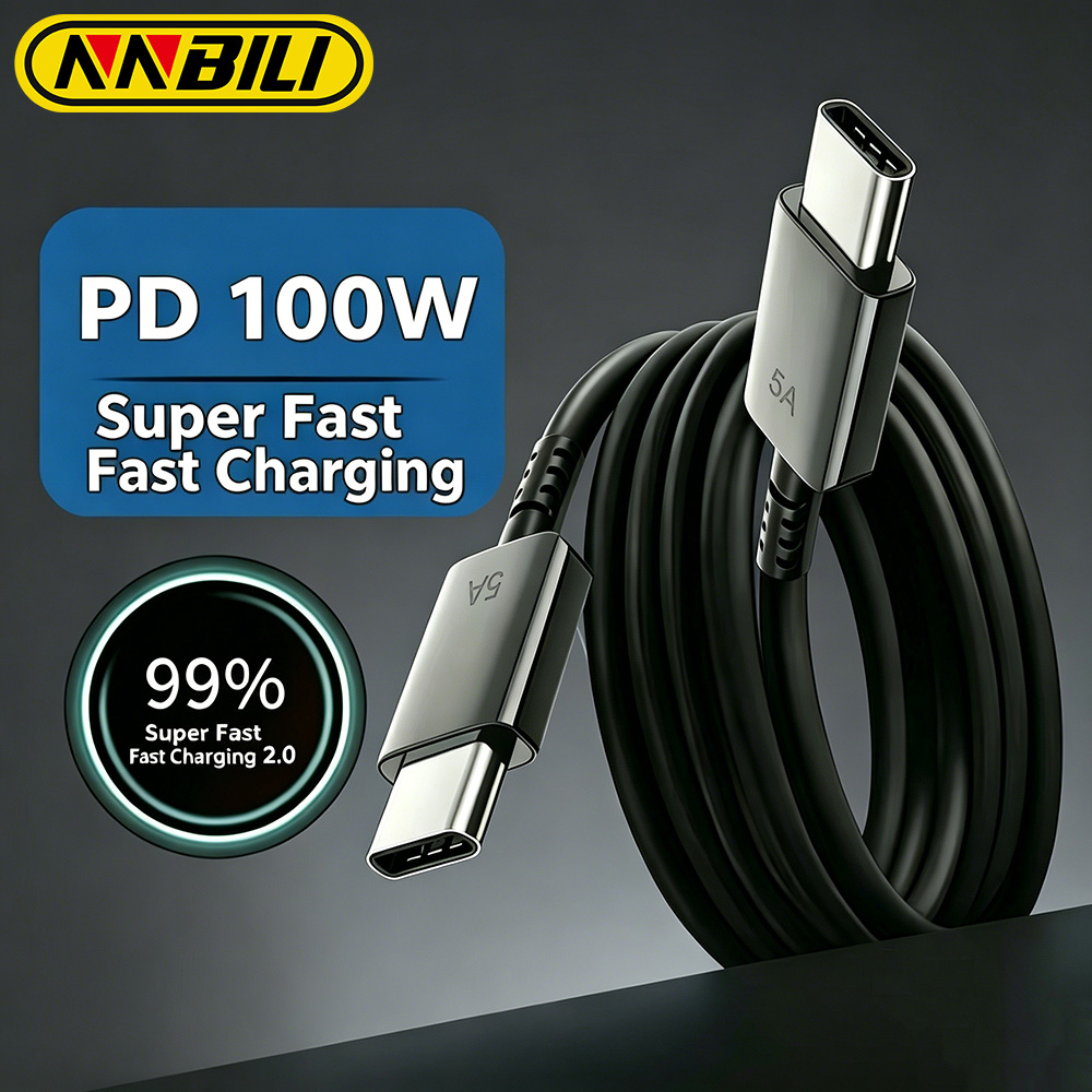 NNBIILI 5A 100W PD USB C to USB C 초고속 충전 타입-C 케이블 (삼성 S21 FE S22 Plus S24 S25 S26 Ultra Note 20 A54 A55 호환)