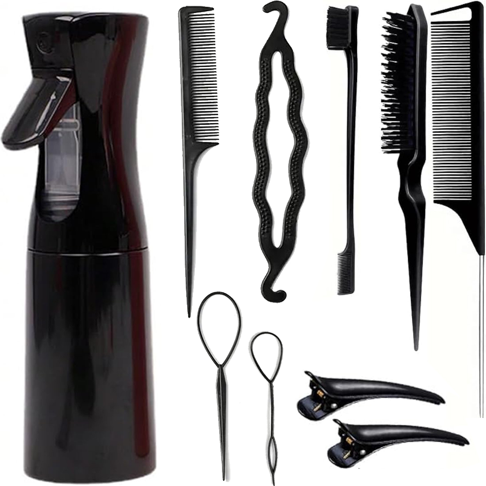 10-teiliges Kammbürsten-Set, glänzend und macht das Haar glatt, lockiges Haar, Bürste für nasses oder trockenes Haar für Erwachsene und Kinder