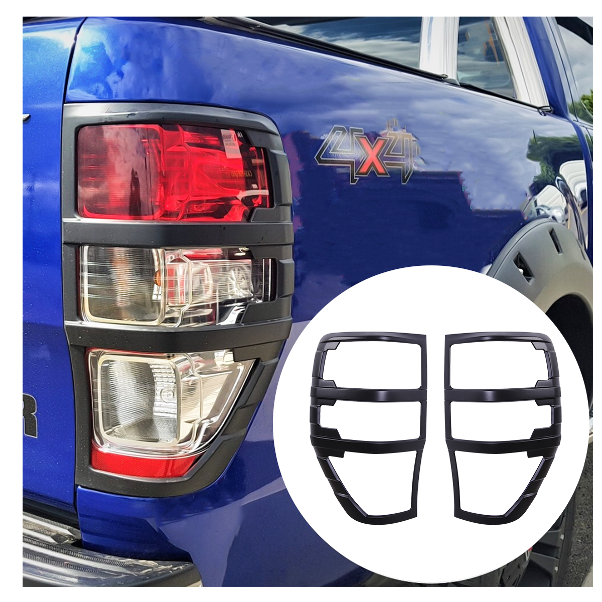 Osłona tylnego światła do Ford Ranger 2012-2022 T6 T7 T8 WILDTRAK XLT XL XLS Limited Zewnętrzne osłony tylnych świateł MATT BLACK