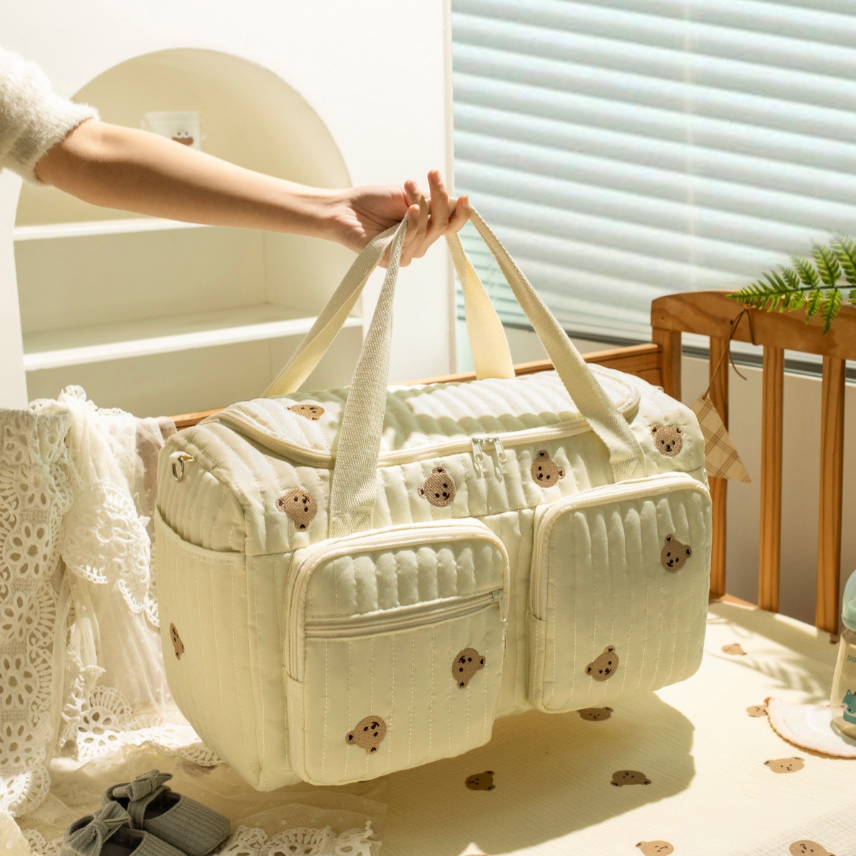 Bolsa de Maternidad de Gran Capacidad para Mujer, Bolsos de Mano, Bolsas de Pañales para Bebé, Bolsas de Hombro de Algodón, Bolsa de Compras para Maternidad