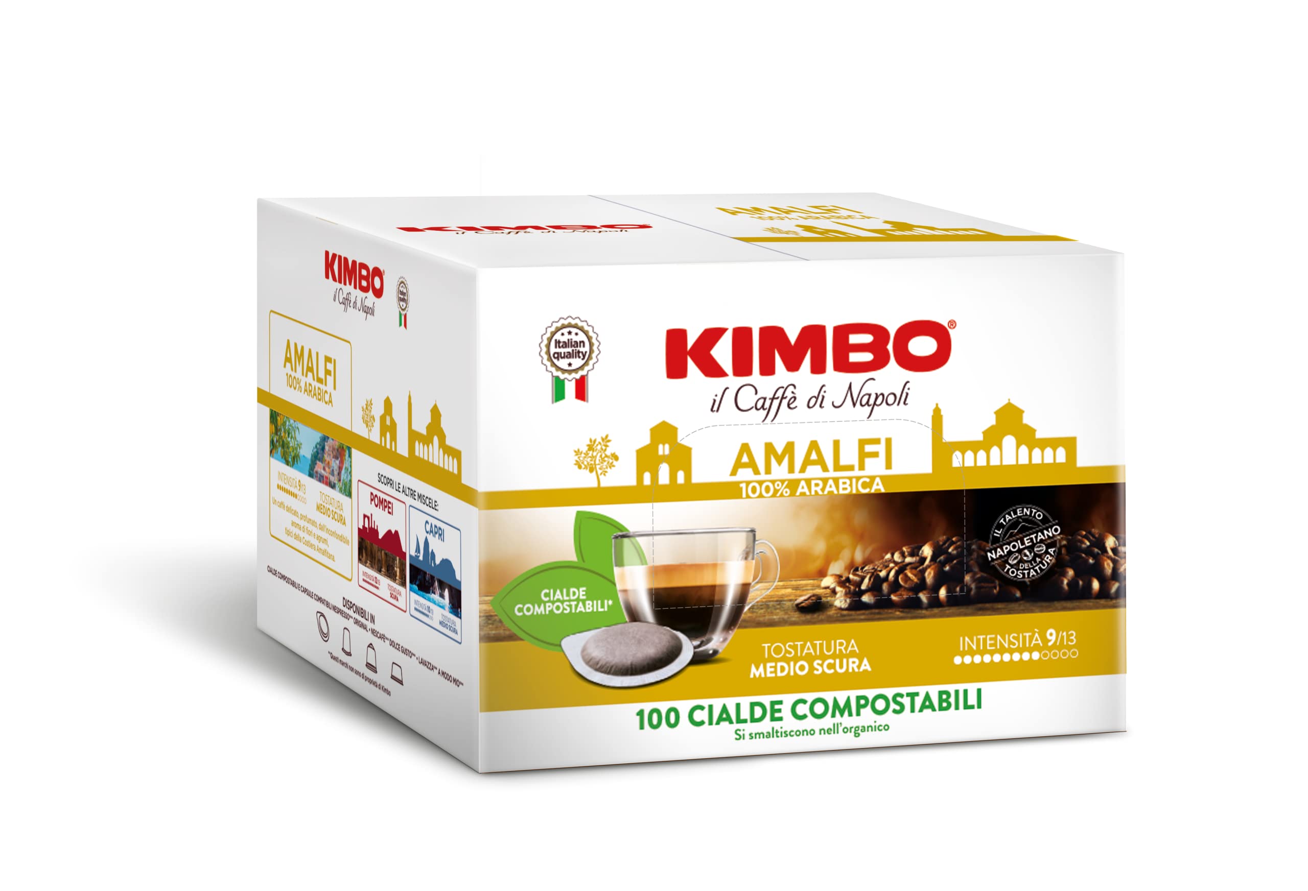 Kimbo Las maravillas del gusto Cápsulas de café compostables ESE Amalfi - 100 cápsulas