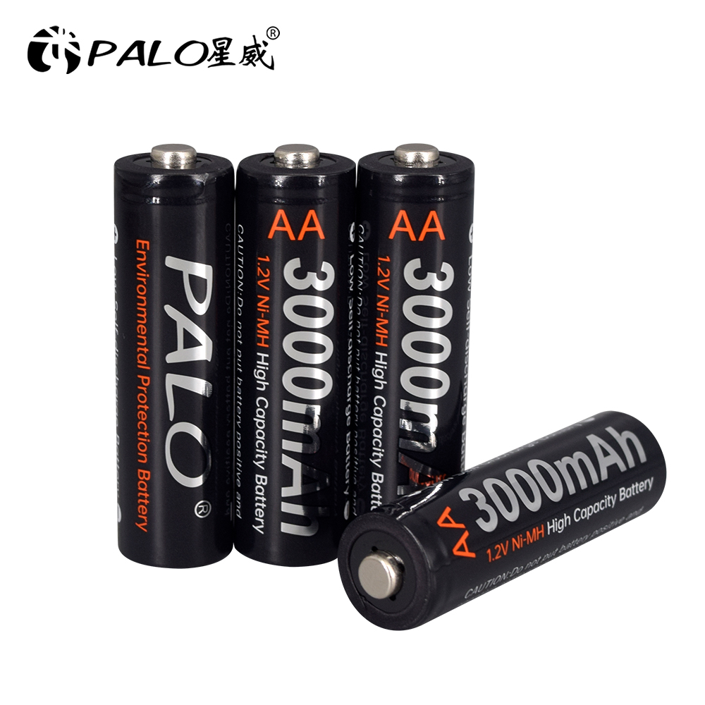 PALO AA Batterie NIMH AA 3000mAh 1,2 V 2A Ni-Mh aa Akkus AA Bateria Baterias und 1,2 V smart USB batterie ladegerät