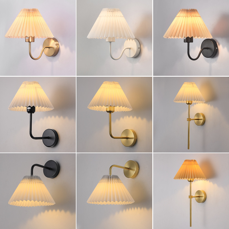 Moderne Eenvoudige Wandlampen Led Metaal Gebogen Geplooide Lampenkap Wandlamp Nordic Room Decor Woonkamer Gangpad Achtergrond Wandlampen