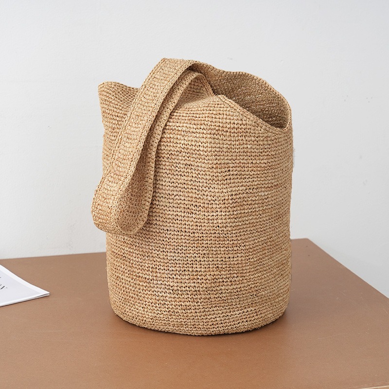 Bolsa de Rattan para Mulheres, Bolsa de Praia de Palha Trançada, Grande Capacidade, Bolsa de Ombro de Verão