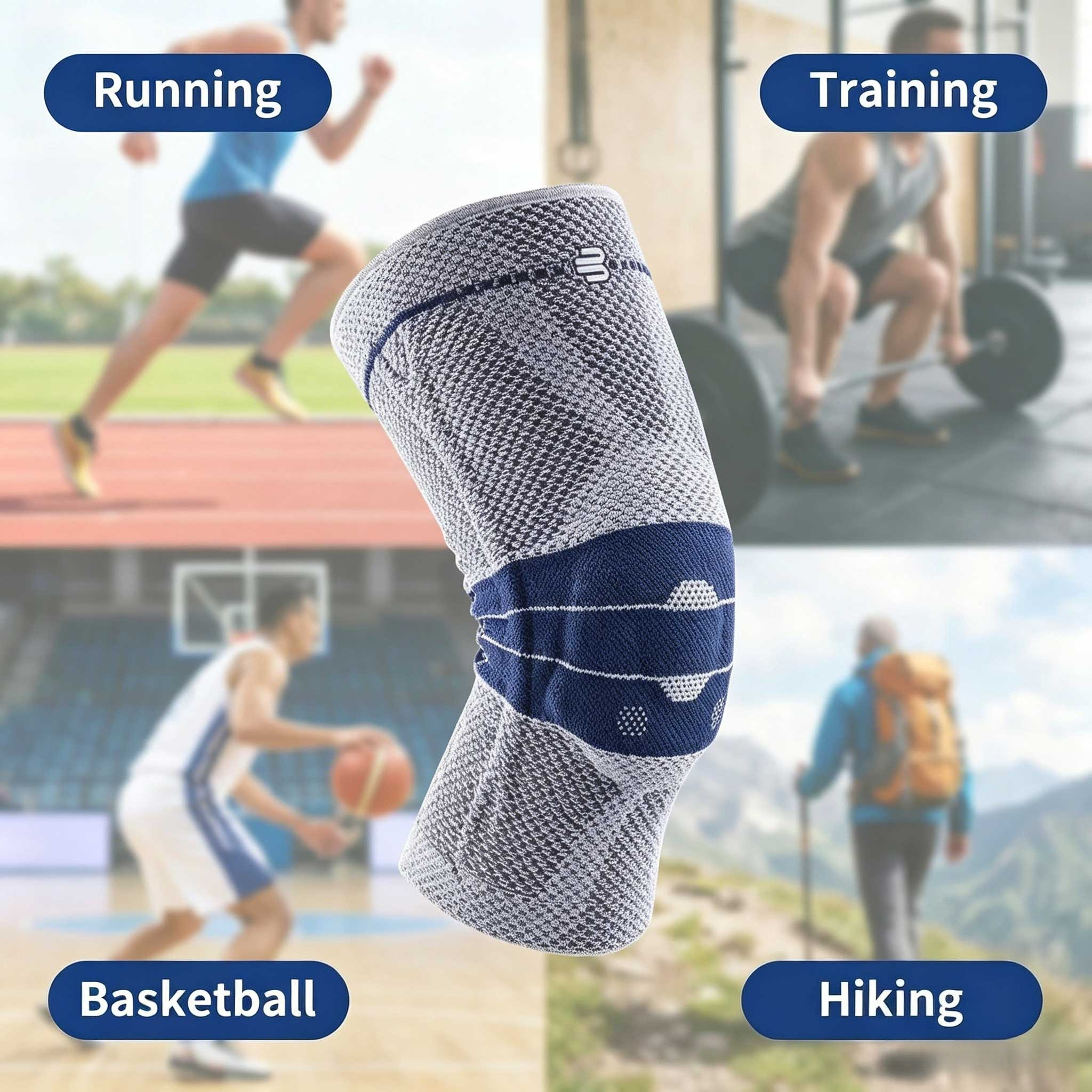 Genouillère de sport GenuTrain 8 Series de Brand Factory, en silicone tricoté 3D antidérapant, pour le fitness et le basketball