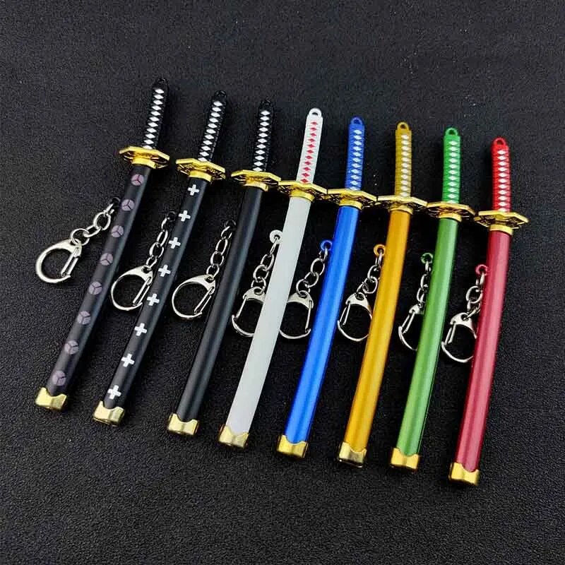 Mini Roronoa Zoro Samurai ดาบพวงกุญแจอะนิเมะ Scabbard Key แหวน Katana Buckle Key Chain สําหรับผู้ชายผู้หญิงคอสเพลย์ของเล่นเครื่องประดับของขวัญ