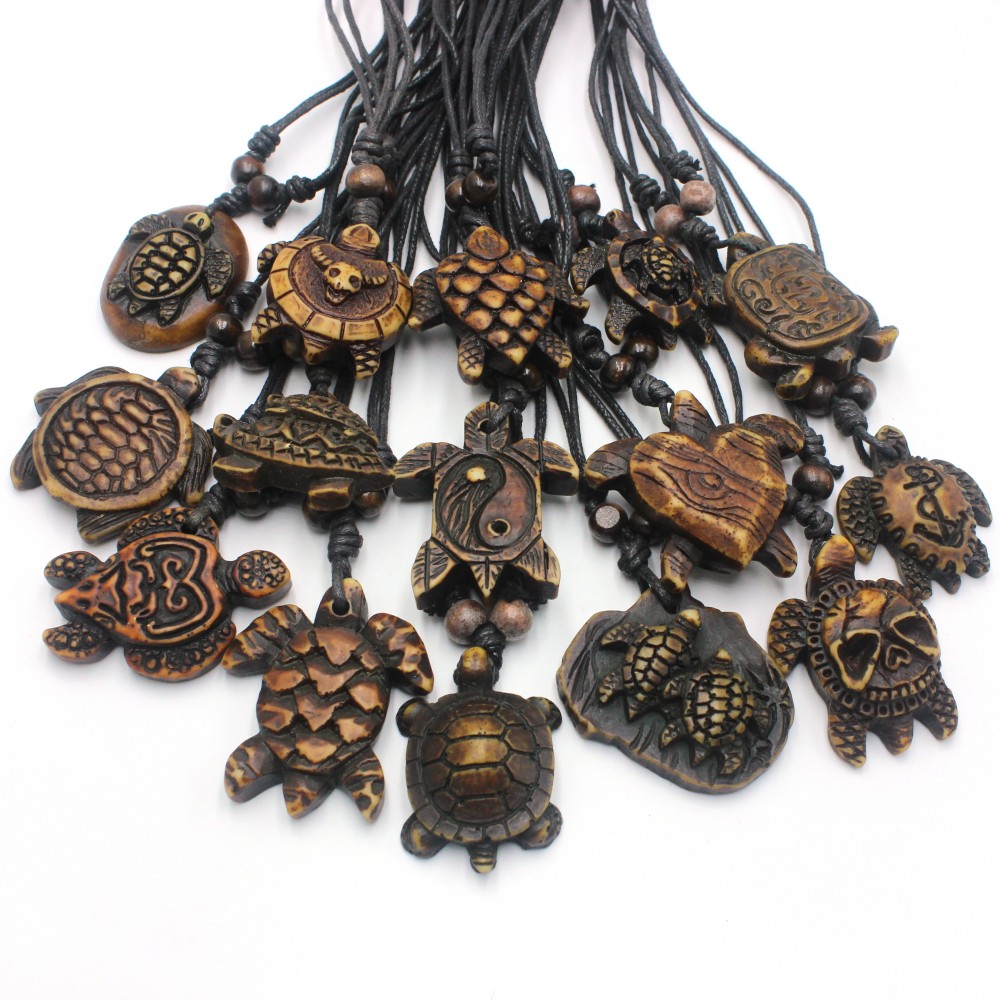 12pcs/Lot Vintage Sea Turtles Pendant Necklaces Hawaiian Turtle Charms Surfer Jewelry Wholesale Gothic for Men Women