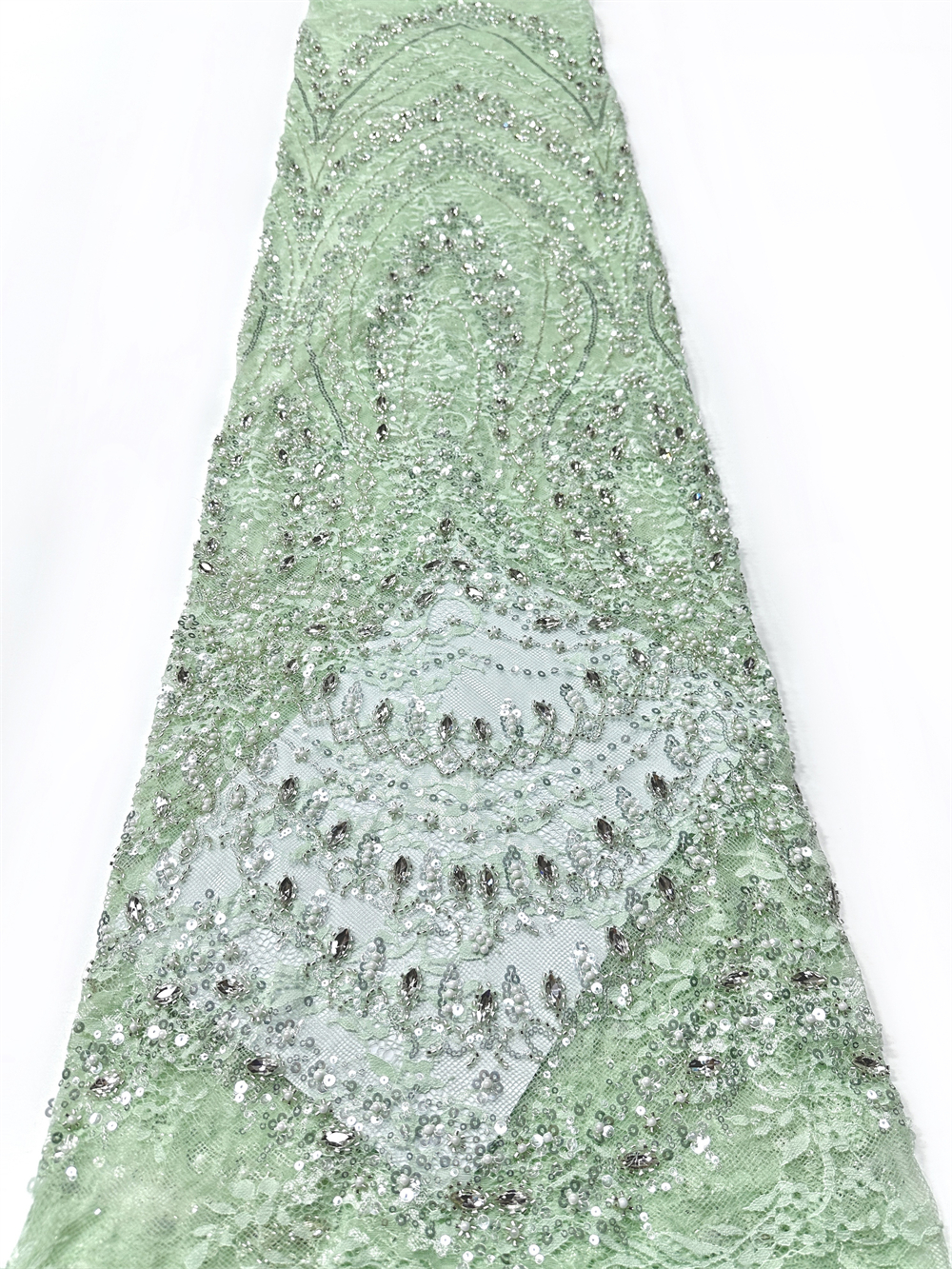 2 Jardas de Tecido de Renda Pesada com Miçangas, Tule Nigeriano de Luxo com Lantejoulas para Vestidos de Noiva Franceses e Africanos