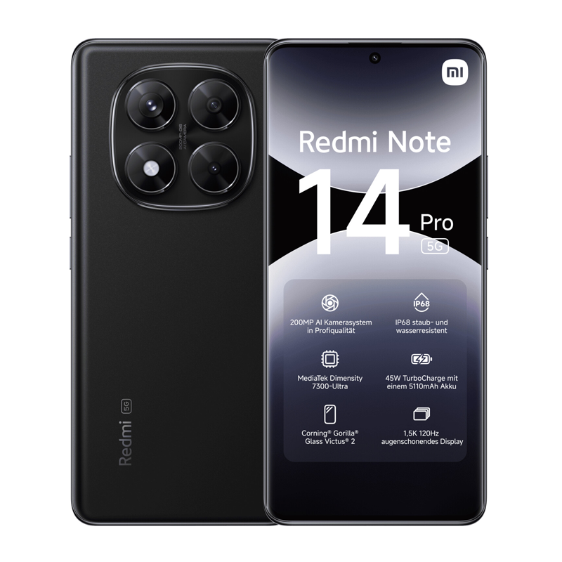 Xiaomi Redmi Note 14 Pro 5G NFC smartphone MediaTek dimensione 7300-Ultra AMOLED schermo 6,67 1,5 K 120 Hz 5110 mAh 200 MP fotocamera