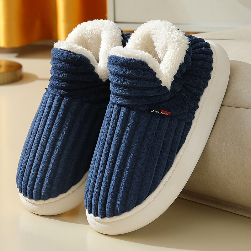 KIDMI Zimowe kapcie męskie Ciepłe kapcie damskie Outdoor Antypoślizgowe męskie buty bawełniane Puszyste męskie buty Casual Furry House Shoes