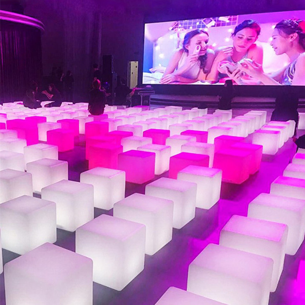 Taburete de cubo luminiscente cuadrado, decoración creativa para fiestas y vacaciones, silla impermeable recargable para Bar KTV y boda
