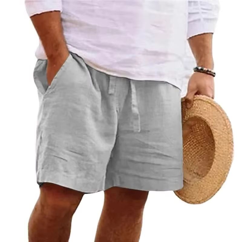 2026 New Mens Cotton Solid Color Beach Short Summer Lightweight Pants Outdoor Large Breathable Short Homme Casual Shorts