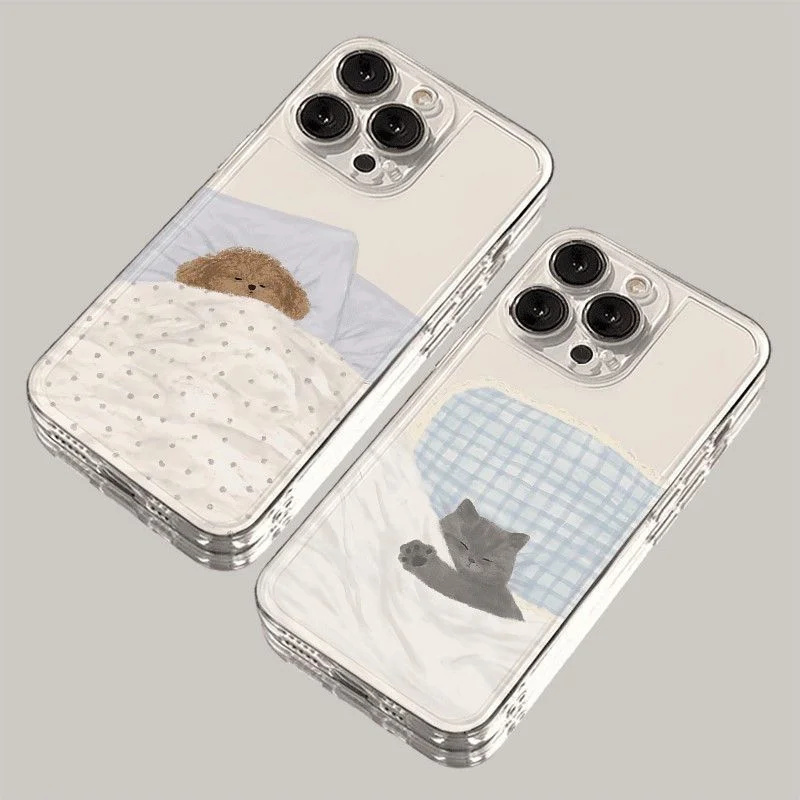 Cover per Samsung Galaxy S26 S25 Ultra S23 S22 Plus S24 FE A17 A37 A57 A15 A34 A54 A53 A16 A55 con simpatici gatti e cani in stile cartone animato