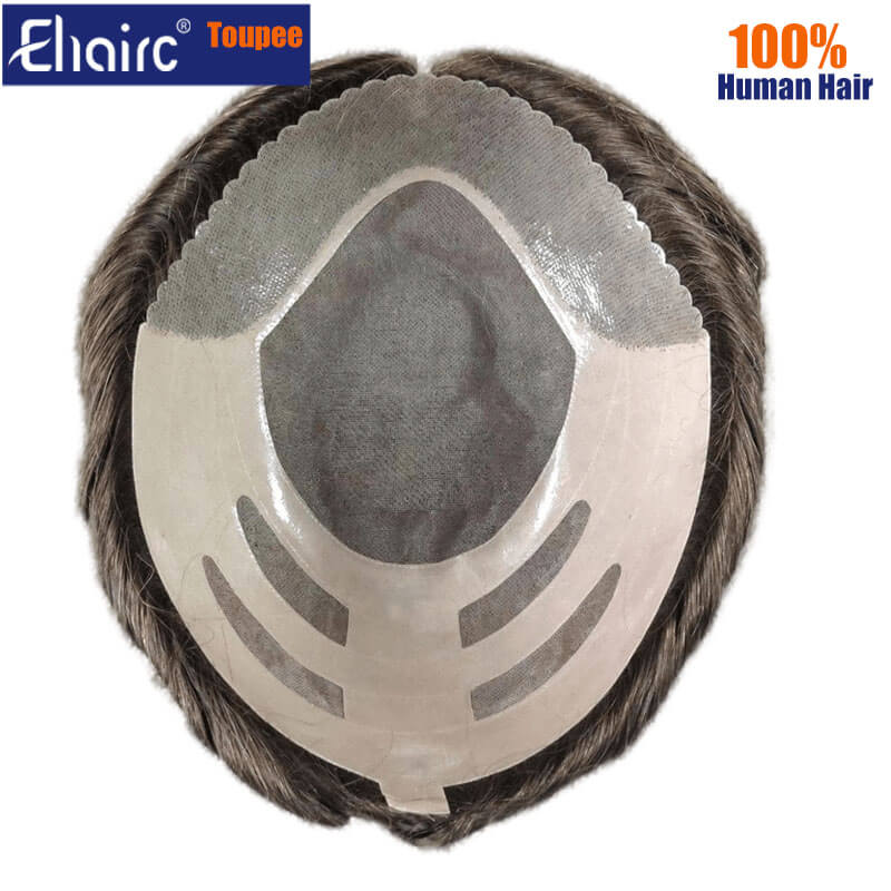 Bond-męskie peruki Mono Base z PU z przodu i NPU zamienna tylna System Unit męskie protezy włosów 100% naturalna peruka dla mężczyzn