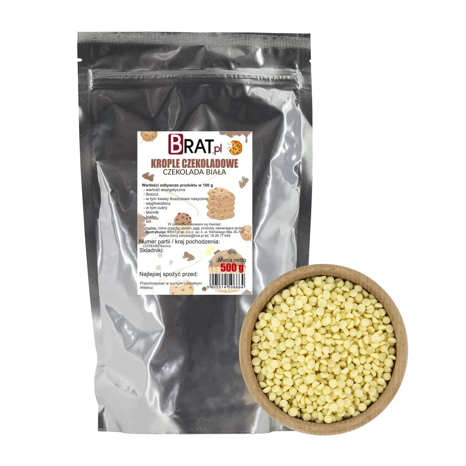 Krople czekoladowe - czekolada biała 500g