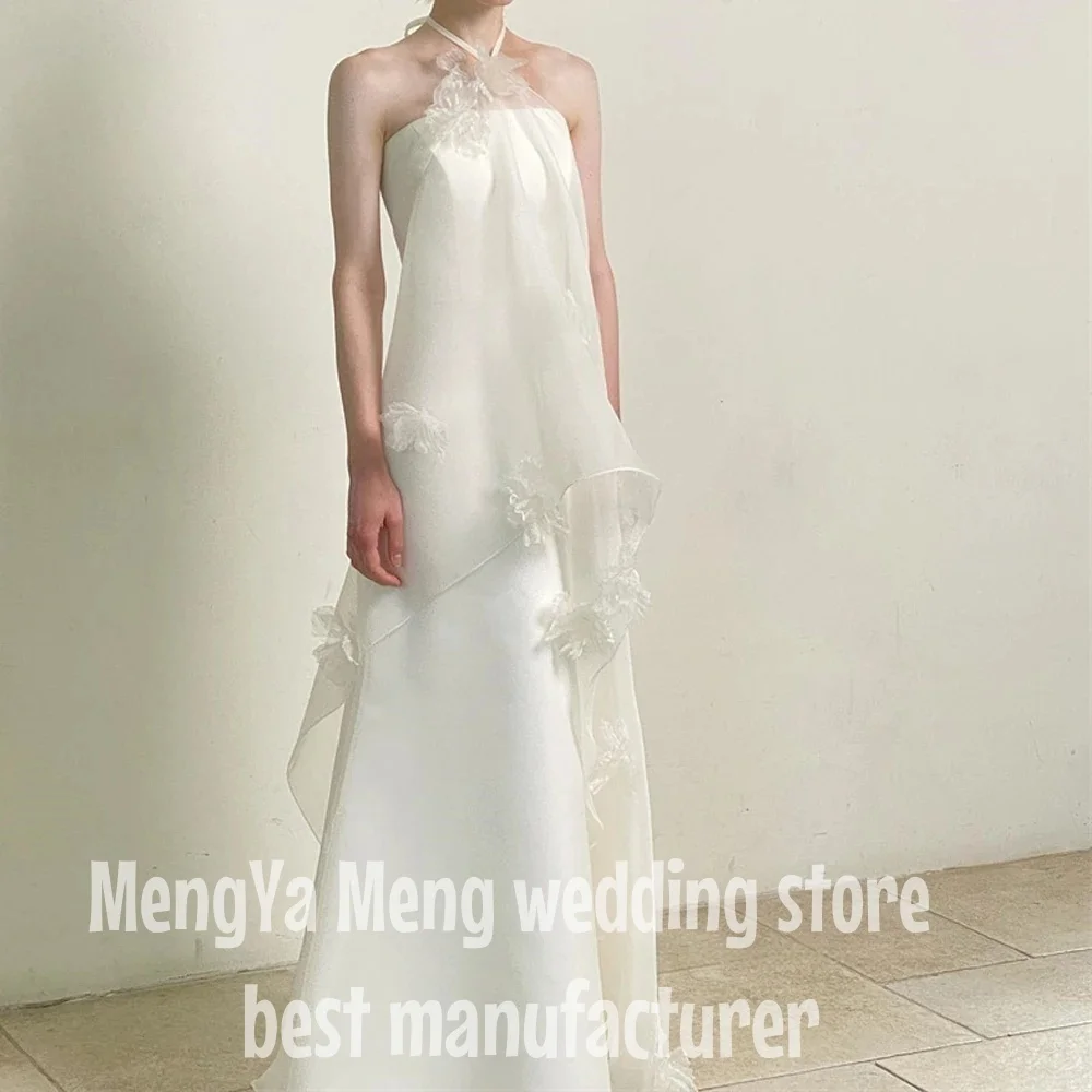 ZHUISHU A Line Corset Corset Fairy Wedding Dresses Photoshoot Halter 3D Flowers Korea Bridal Gowns Garden Customised Formal