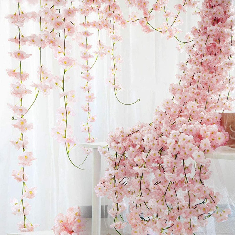 Guirlanda Artificial De Flor De Cerejeira E Sakura, Plantas Falsas De Seda, Fundo Do Jardim Do Arco Do Casamento, Decoração De Festa Em Casa, 180cm