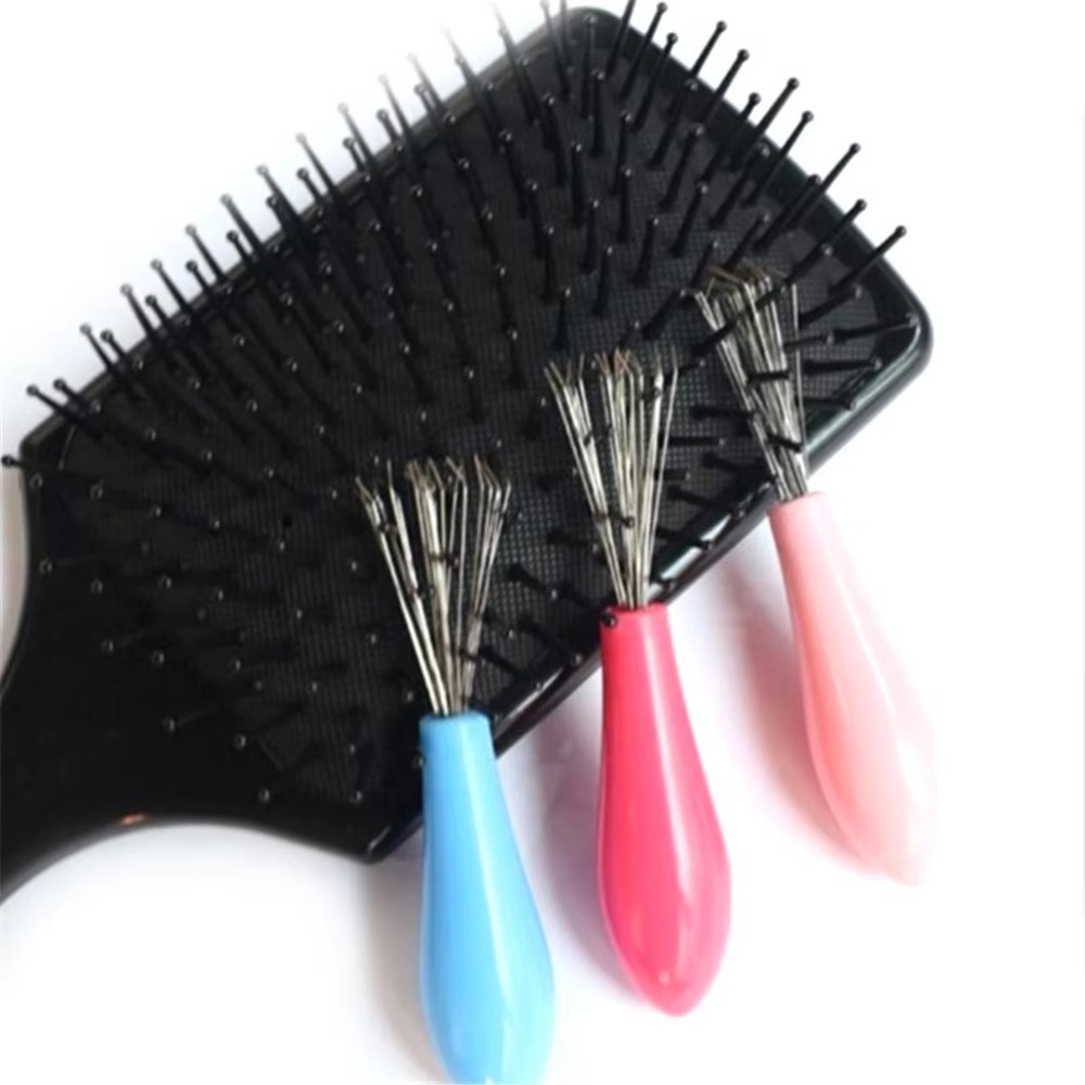 Pente escova de cabelo limpador de plástico metal removedor de limpeza ferramenta embutida removedor lidar com emaranhado pente de cabelo acessórios suprimentos limpos