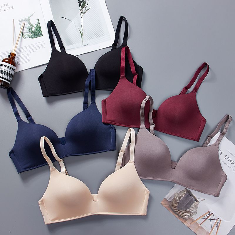 超薄型セクシーなアイスシルクワイヤレスブラジャー女性のセクシーなギャザー下着プッシュアップシンプルなランジェリーシームレスブラジャー Bralettle