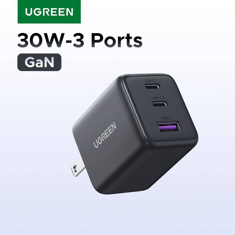 【米国プラグ】UGREEN 20W 30W GaN 充電器ミニ PD 3.0 USB C 電話充電器 iPhone 16 15 14 Pro Samsung S25 Xiaomi タブレット iPad Air用