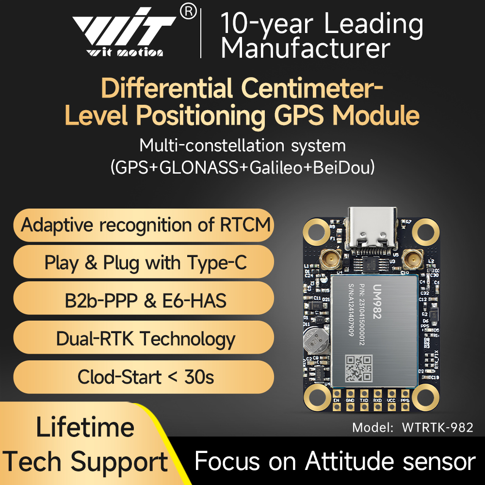 Módulo WITMOTION GNSS GPS-RTK UM982 diferencial de nivel centimétrico de alta precisión UM980 Rover ZED-F9P dirección de posicionamiento UM960