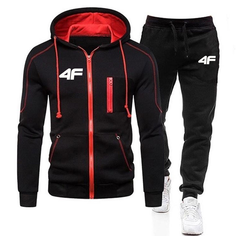 Sweat à capuche zippé et pantalon pour hommes, survêtement décontracté, vêtements de marque sportive, imbibé de sueur, automne, hiver, nouveau, 2021
