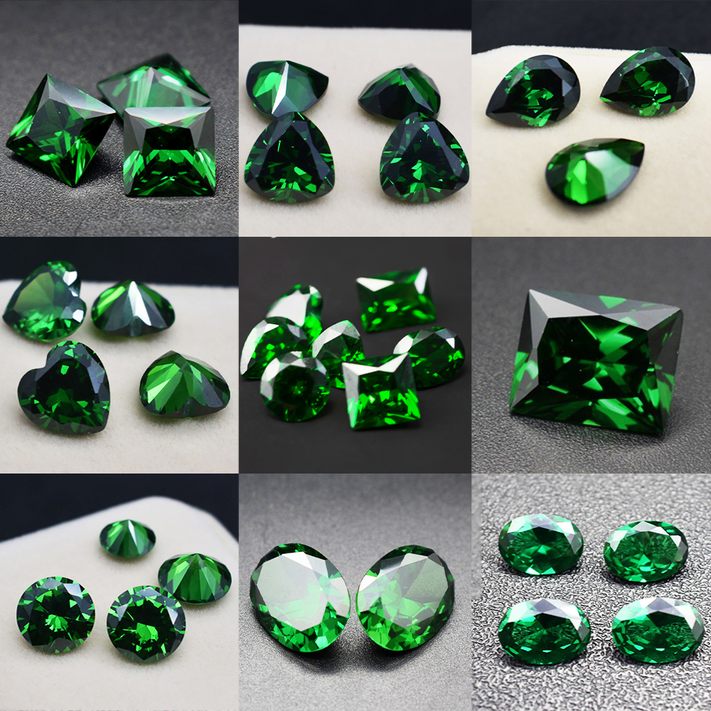 Laboratory Cultivate bulk Loose Emerald Gemstones Synthetic Green Emerald Used for Inlaying Bare Stones in Jewelry DIY makeing