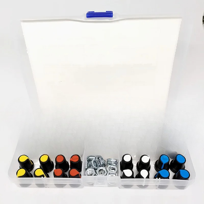 20sets/Box WH148 15MM Einzel Potentiometer Kit B5K/10K/20K/50K/100K mit Knöpfen Set Welle Muttern