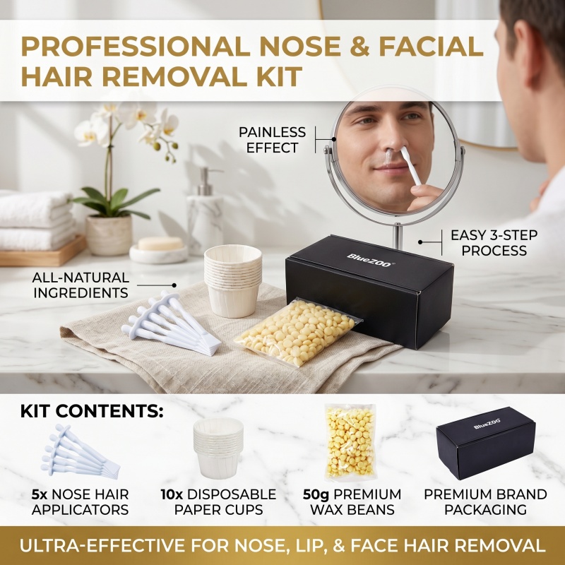 Kit de cera de nariz indolora portátil para hombres y mujeres, juego de cera para depilación de nariz, Kit de cera de limpieza para cabello de nariz sin papel