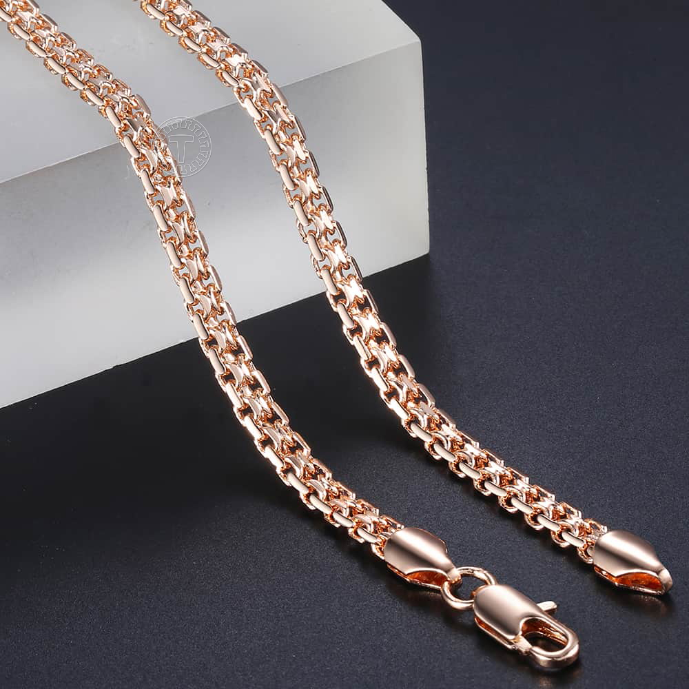 585 Collane color oro rosa per donna Uomo Bismark Martellato Catena a maglie Accessori per gioielli di moda 5mm GN452A
